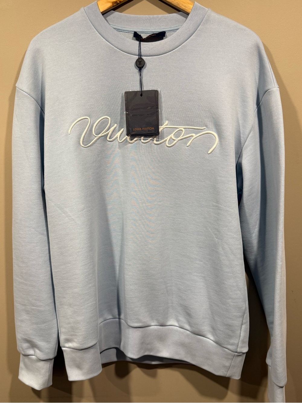 Louis Vuitton Light Blue Script Logo mens Crewneck Sweatshirt image 2